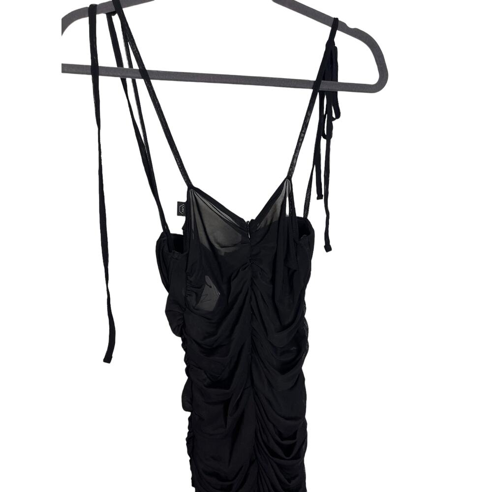 OW Collection Casandra Bustier Mini Dress Ruched Mesh Party Cocktail Hoco LBD S - Picture 8 of 13